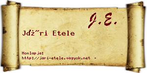 Jári Etele névjegykártya